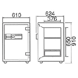 【車上渡し】ダイヤセーフ(旧:日本金銭機械) 業務用耐火金庫 ETS90 プッシュタイプ 2時間耐火 220kg【送料無料】【メーカー直送】の商品画像2枚目
