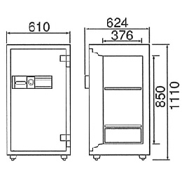 【車上渡し】ダイヤセーフ(旧:日本金銭機械) 業務用耐火金庫 ETS110 プッシュタイプ　2時間耐火　270kg【送料無料】【メーカー直送】の商品画像2枚目