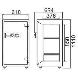 【車上渡し】ダイヤセーフ(旧:日本金銭機械) 業務用耐火金庫 DTS110 ダイヤルタイプ 2時間耐火 270kg【送料無料】【メーカー直送】の商品画像2枚目