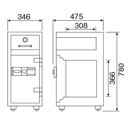 【車上渡し】ダイヤセーフ(旧:日本金銭機械)夜間投入業務用耐火金庫プッシュタイプ P79E【送料無料】【メーカー直送】の商品画像2枚目