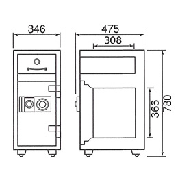 【車上渡し】ダイヤセーフ(旧:日本金銭機械) 耐火金庫 夜間投入庫 P79 1時間耐火 90kg【送料無料】【メーカー直送】の商品画像2枚目