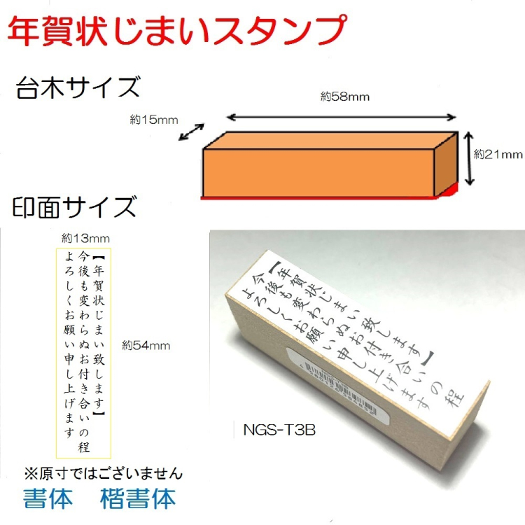 新朝日　年賀状じまいスタンプB 3行タテ NGS-T3B