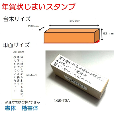 新朝日　年賀状じまいスタンプA 3行タテ NGS-T3A