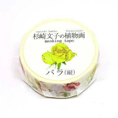 カミイソ　マスキングテープ ボタニカルアート/杉崎文子の植物画 バラ（縦） GR-0001