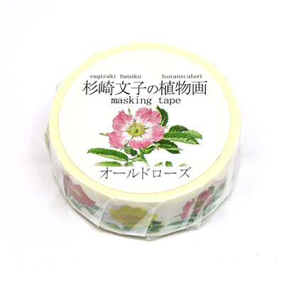 カミイソ　マスキングテープ ボタニカルアート/杉崎文子の植物画 バラ（オールドローズ） GR-0010