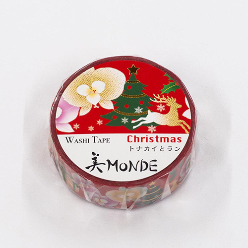 カミイソ　マスキングテープ トナカイとラン(金箔グラデーション) GR-4065