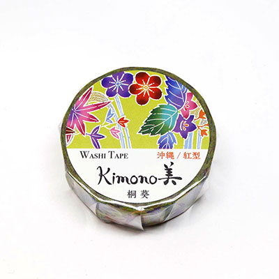 カミイソ　マスキングテープ Kimono美 沖縄/紅型　桐葵（金箔グラデーション） GR-1029
