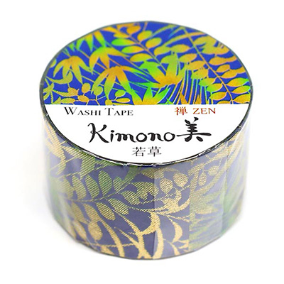 カミイソ　マスキングテープ Kimono美 若草（金箔グラデーション） GR-3010