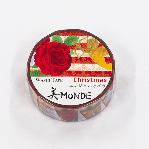 カミイソ　マスキングテープ エンジェルとバラ(金箔グラデーション) GR-4063