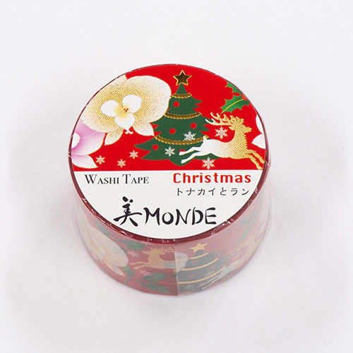 カミイソ　マスキングテープ トナカイとラン(金箔グラデーション) GR-4066