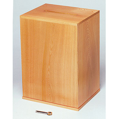 コレクト　入札箱　木製　生地塗　鍵付 M-501