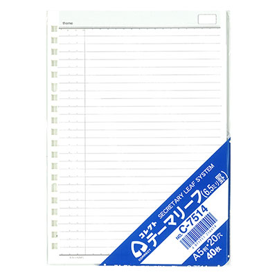 コレクト　テーマリーフ　６．５ミリ罫　Ａ５　２０穴 C-7514