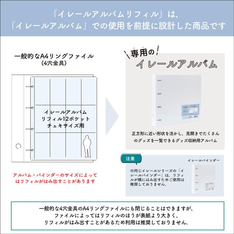 irelu(イレール)アルバムリフィル 12ポケット(両面) チェキサイズ用 10枚入 IRL-RF-AP07の商品画像8枚目