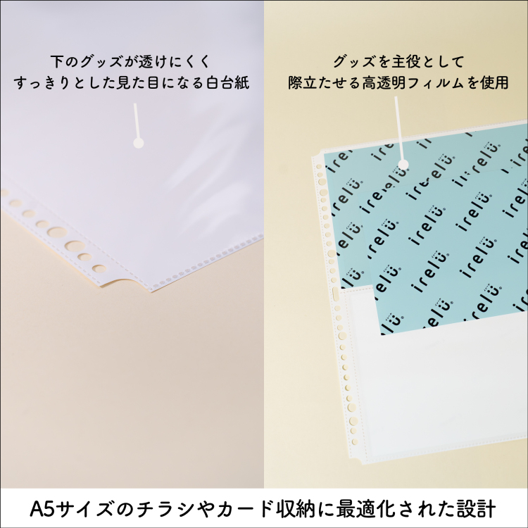 irelu（イレール）バインダーリフィル　2ポケット(両面)　A5サイズ用 　10枚入　IRL-RF-B07【ポスト投函1】の商品画像5枚目