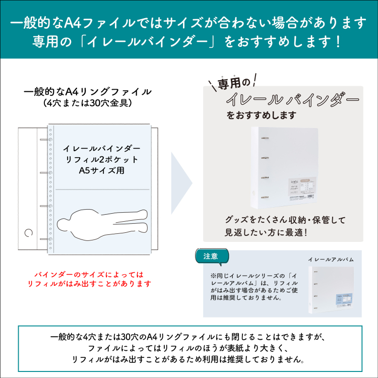 irelu（イレール）バインダーリフィル　2ポケット(両面)　A5サイズ用 　10枚入　IRL-RF-B07【ポスト投函1】の商品画像10枚目