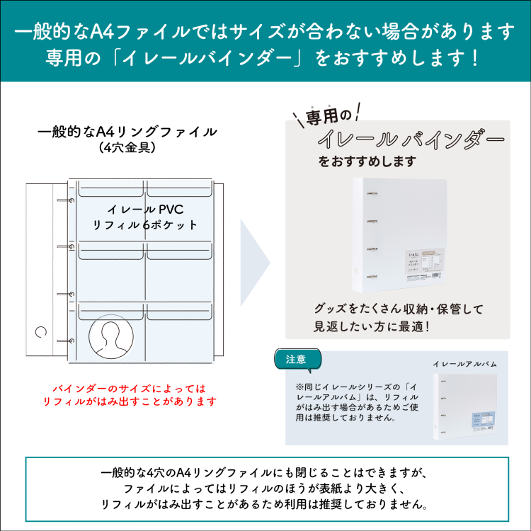 irelu(イレール)PVCリフィル 6ポケット A4・4穴 2枚入 IRL-RF-A04【ポスト投函1】の商品画像9枚目
