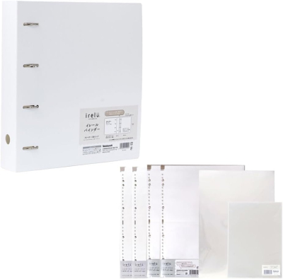 irelu(イレール)バインダー IRL-BD-W ホワイト 4穴リング + リフィル + スリーブ セット(クリアファイルA5+クリアファイル)の商品画像2枚目