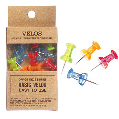 べロス 透けるトンダルマ画鋲 クリアカラーMIX 15本