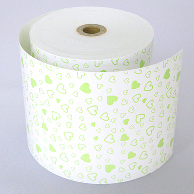 小林　ファンシーレジ用紙　ハート　緑　(80mm)　8巻入