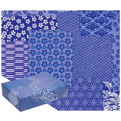 ササガワ　包装紙 千代紙合ワセ 紺 半才判  49-1716