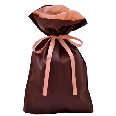 ササガワ　巾着袋 ブラウン 中 1P [5枚袋入]