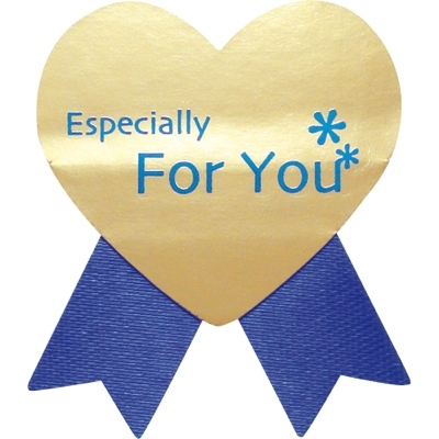 ササガワ　リボン付ギフトシール　青ハート　Ｆｏｒ　Ｙｏｕ　業務用パック　[100片袋入]