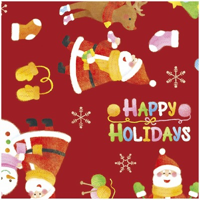 ササガワ　包装紙 ウールサンタ赤 全判  [50枚入]