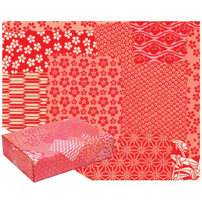 ササガワ　包装紙 千代紙合ワセ 赤 半才判  49-1715