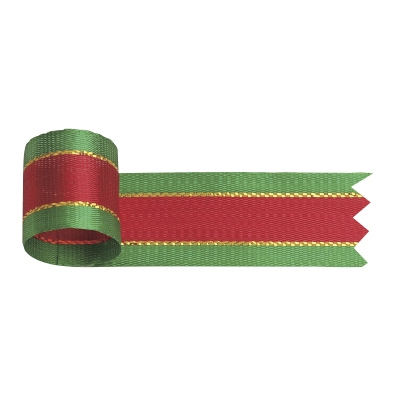 ササガワ　リボン　クリスマス用　赤緑　１８ｍｍ幅　[25ｍ巻]