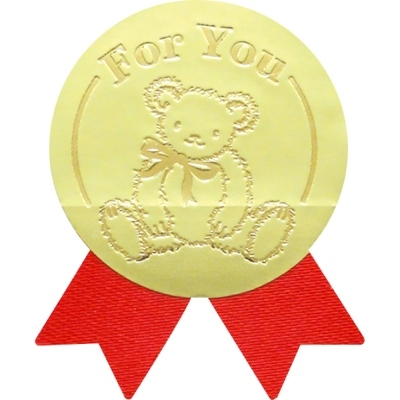 ササガワ　リボン付ギフトシール　ベアー　業務用パック　[100片袋入]