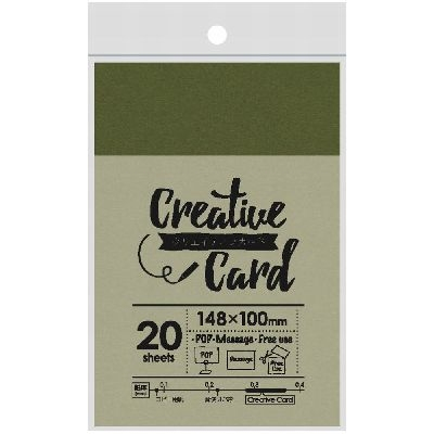 ササガワ　クリエイティブカード　はがきサイズ　オリーブ　[20枚袋入]