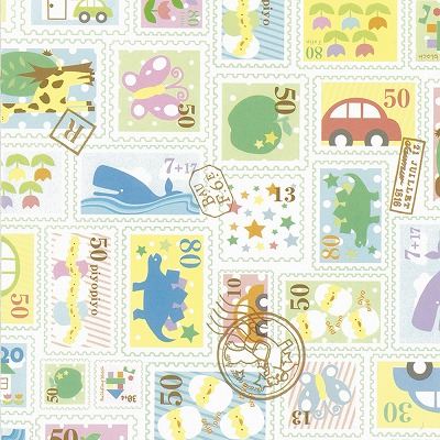 ササガワ　包装紙 プチスタンプ 半才判　[50枚袋入]