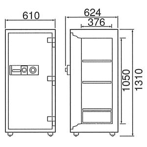 【車上渡し】ダイヤセーフ 業務用耐火金庫 DTS130 ダイヤルタイプ 2時間耐火 310kg【※納期・在庫要問合せ】の商品画像2枚目