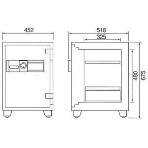 【車上渡し】ダイヤセーフ 耐火金庫 MEK68-DX テンキー式 1時間耐火 94kg 【※納期・在庫要問合せ】の商品画像2枚目