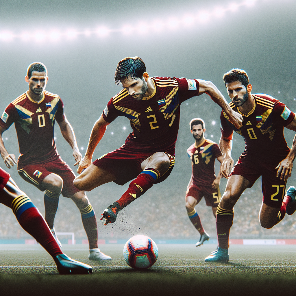 A thrilling moment from a Venezuelan Copa Sudamericana match, showcasing the intensity and skill of the players involved.