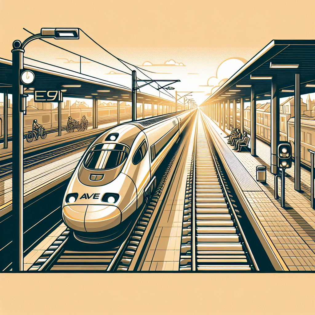 A Spanish AVE high-speed train at a platform, symbolizing the importance of rail connectivity in Spain