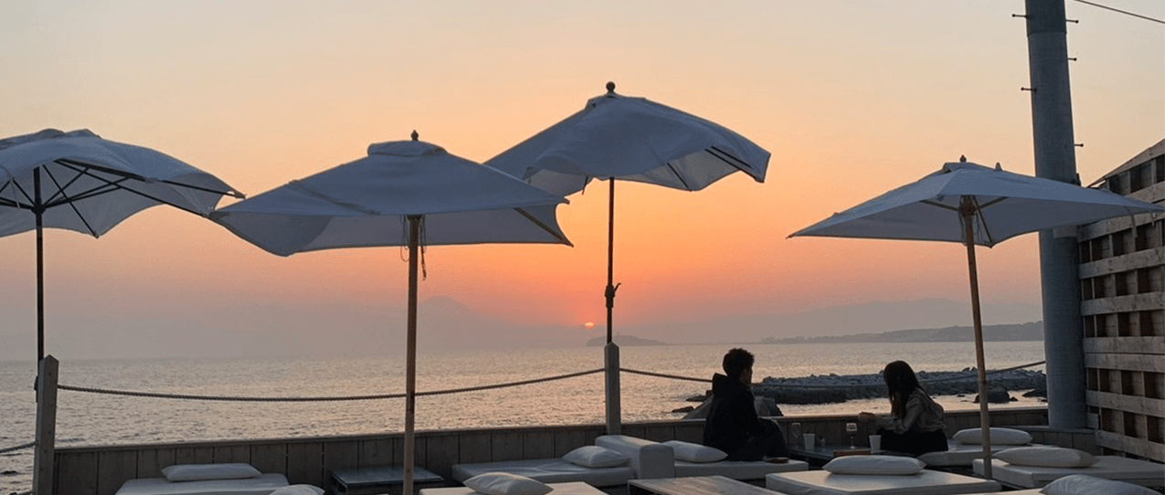 15:00　海を見ながら休憩　