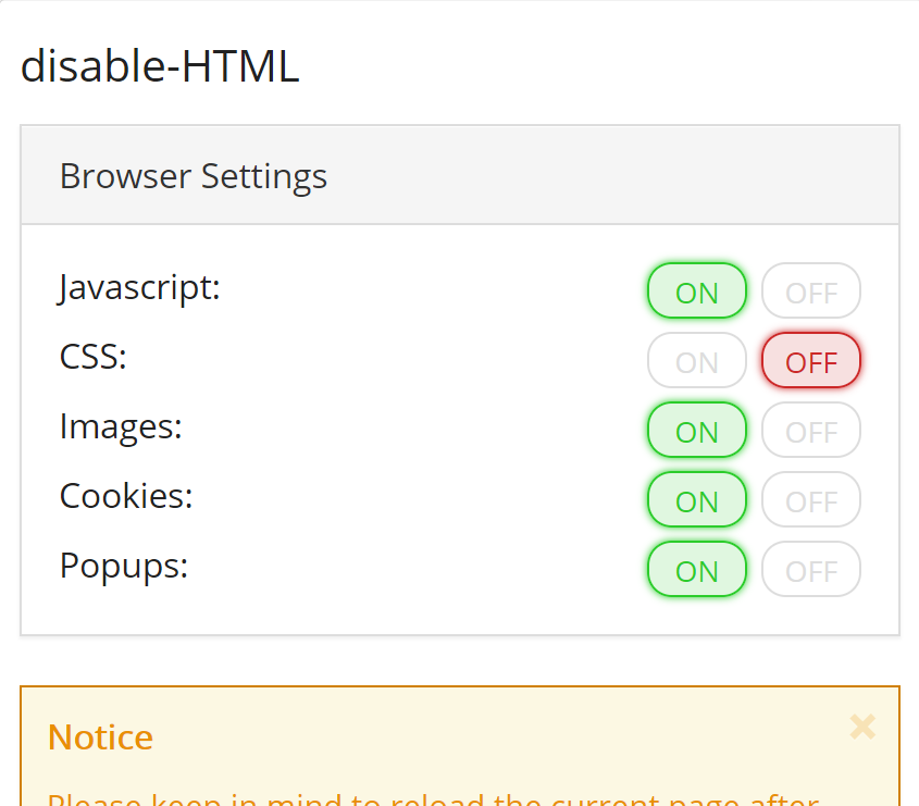 Chrome拡張：disable-HTMLでCSSをオフにする