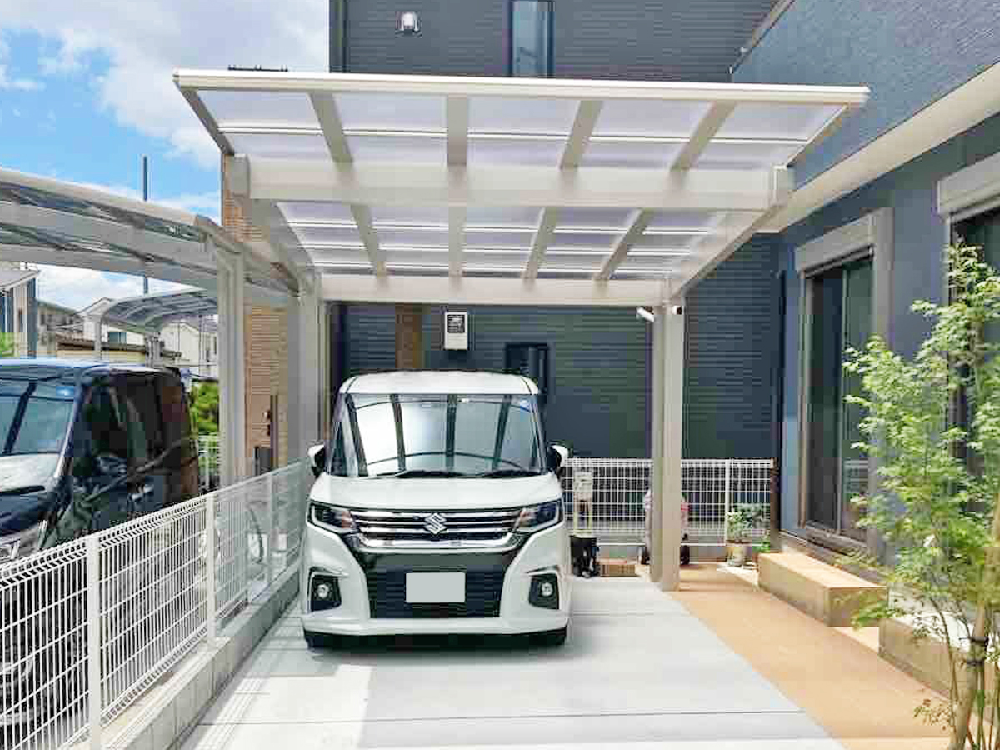 カーポート YKKAP エフルージュEX FIRST 後柱仕様 1台用(単棟) F型フラット屋根.jpg カーポート YKKAP エフルージュEX FIRST 後柱仕様 1台用(単棟) F型フラット屋根.jpg
