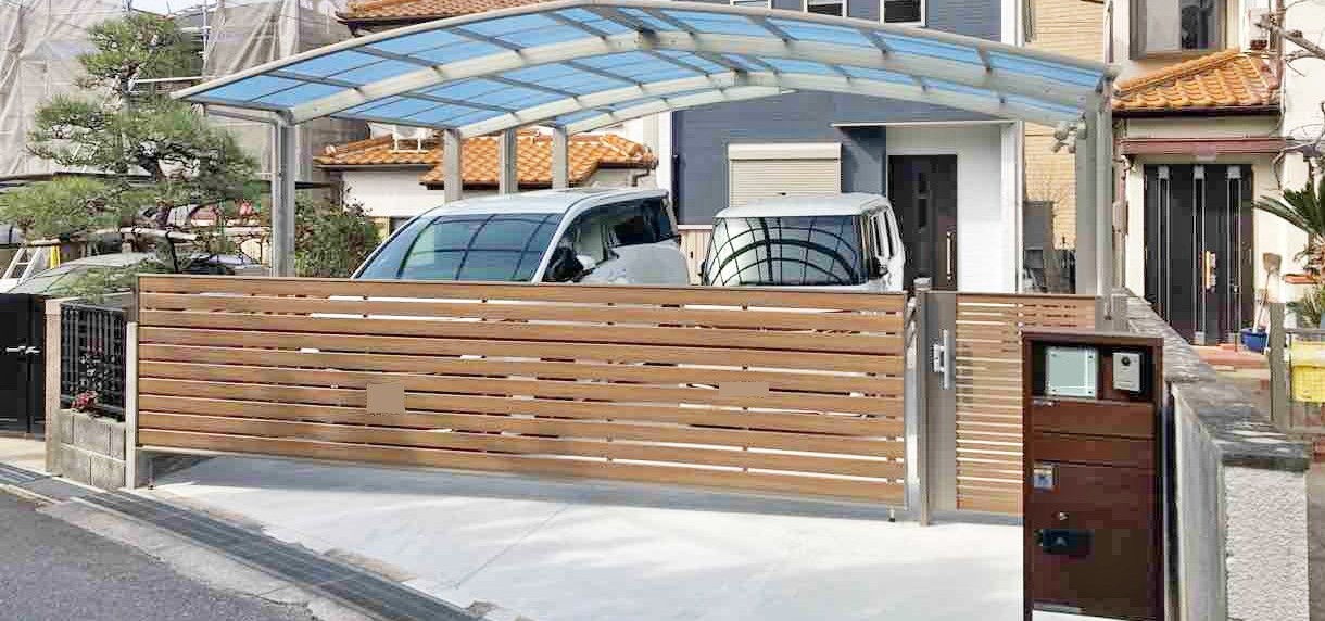 跳ね上げ門扉 傾斜地 施工例 跳ね上げ門扉 傾斜地 施工例