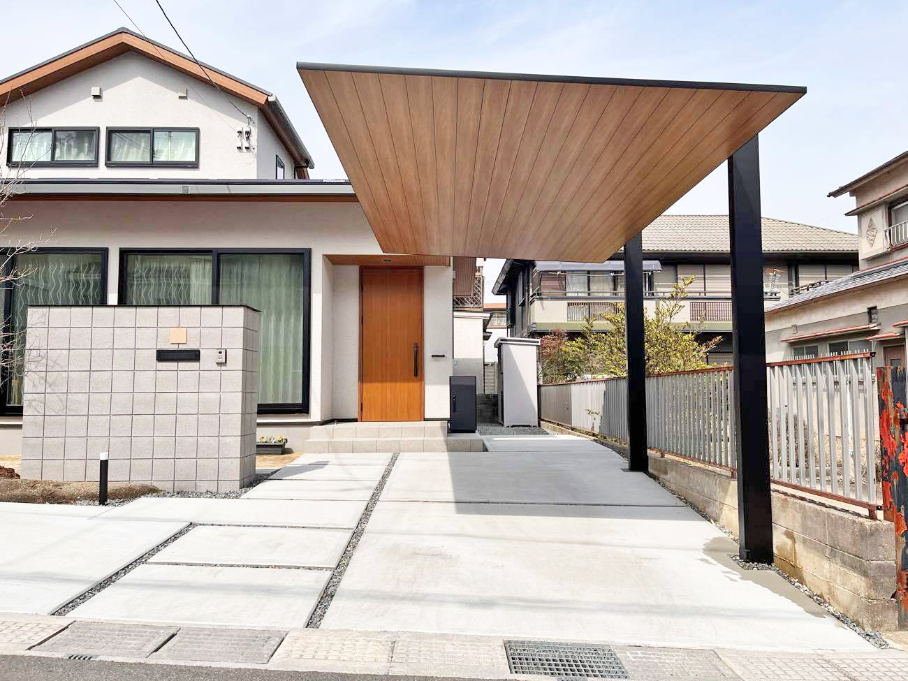 木目調カーポート 施工例 木目調カーポート 施工例