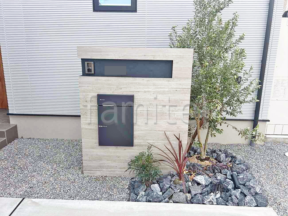 モダン門柱 コルジリネ オリーブ 施工例 モダン門柱 コルジリネ オリーブ 施工例