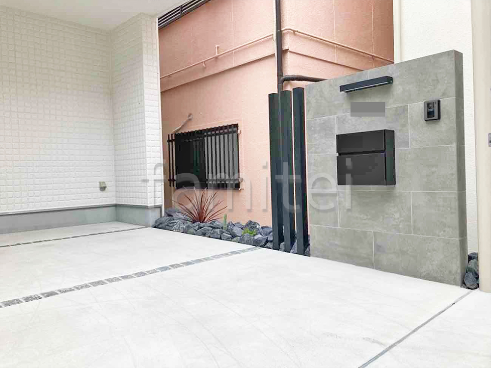 モダン門柱 コルジリネ ワンポイント ロックガーデン 施工例 モダン門柱 コルジリネ ワンポイント ロックガーデン 施工例