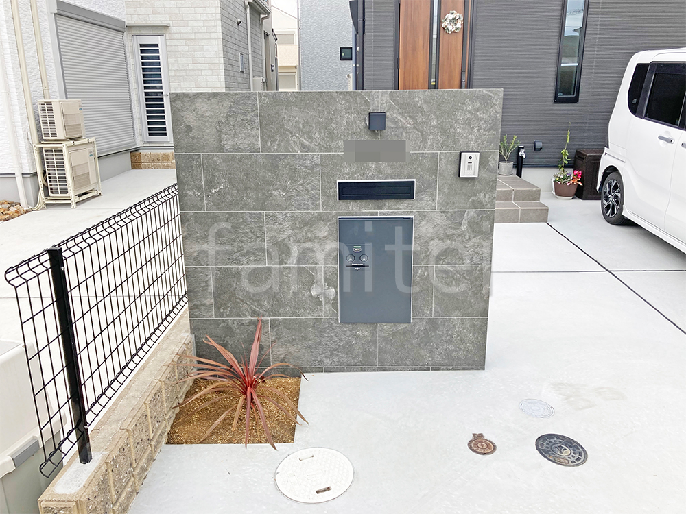 モダン門柱 コルジリネ ワンポイント 施工例 モダン門柱 コルジリネ ワンポイント 施工例