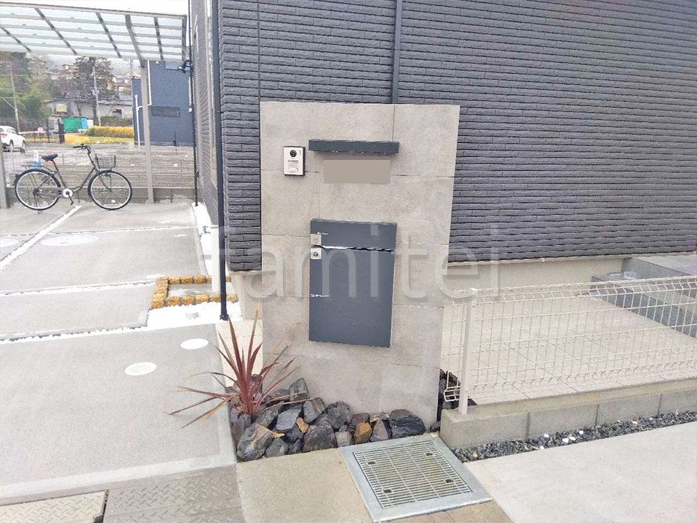 モダン門柱 コルジリネ ワンポイント ロックガーデン 施工例 モダン門柱 コルジリネ ワンポイント ロックガーデン 施工例