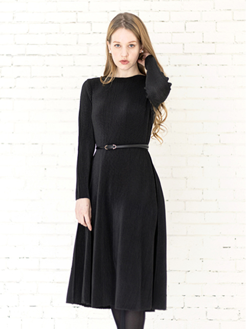 シャトルプリーツ Aラインドレス / 長袖