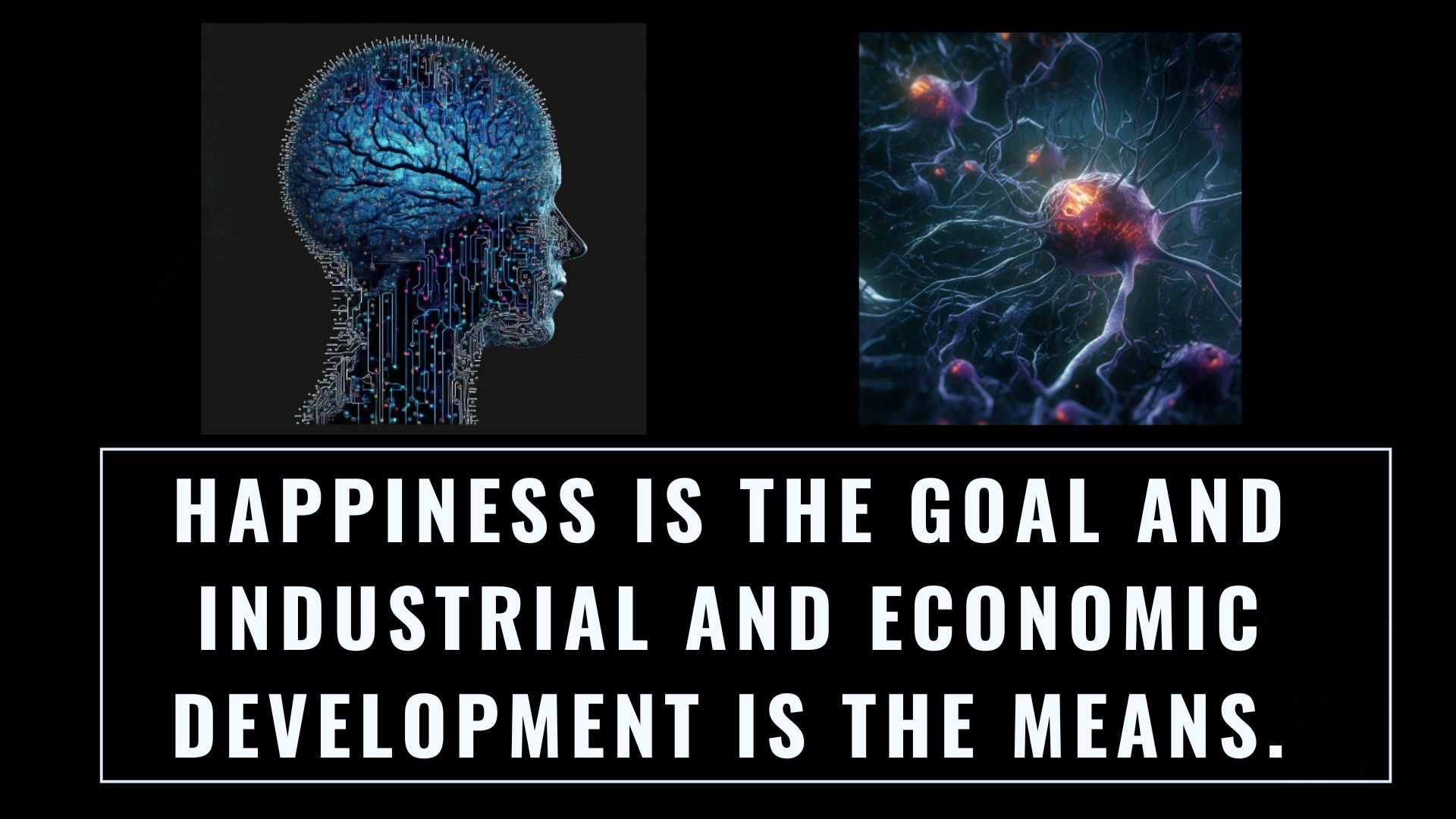 Happiness is the goal and industrial and economic development is the means.
