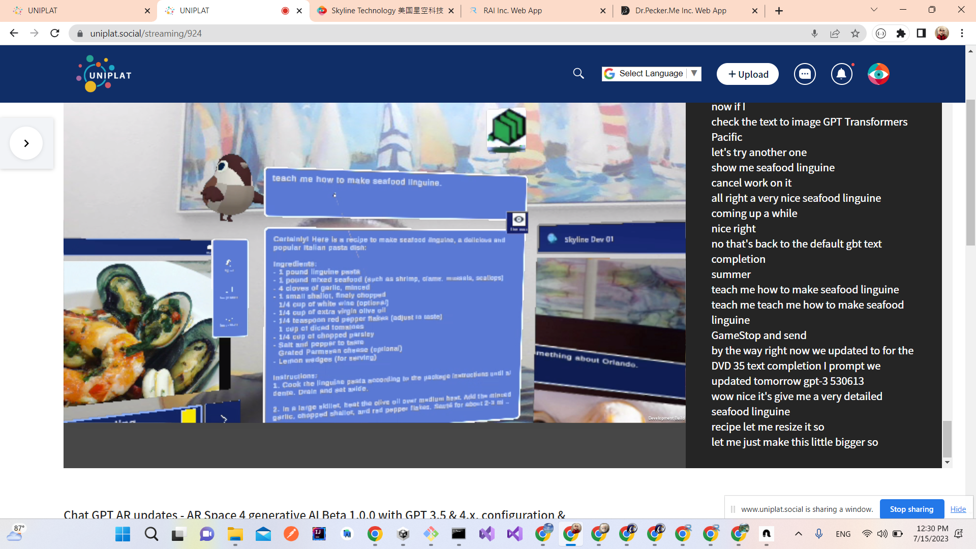 Chat GPT AR updates - AR Space 4 generative AI Beta 1.0.0  with GPT 3.5 &amp; 4.x, configuration &amp; settings