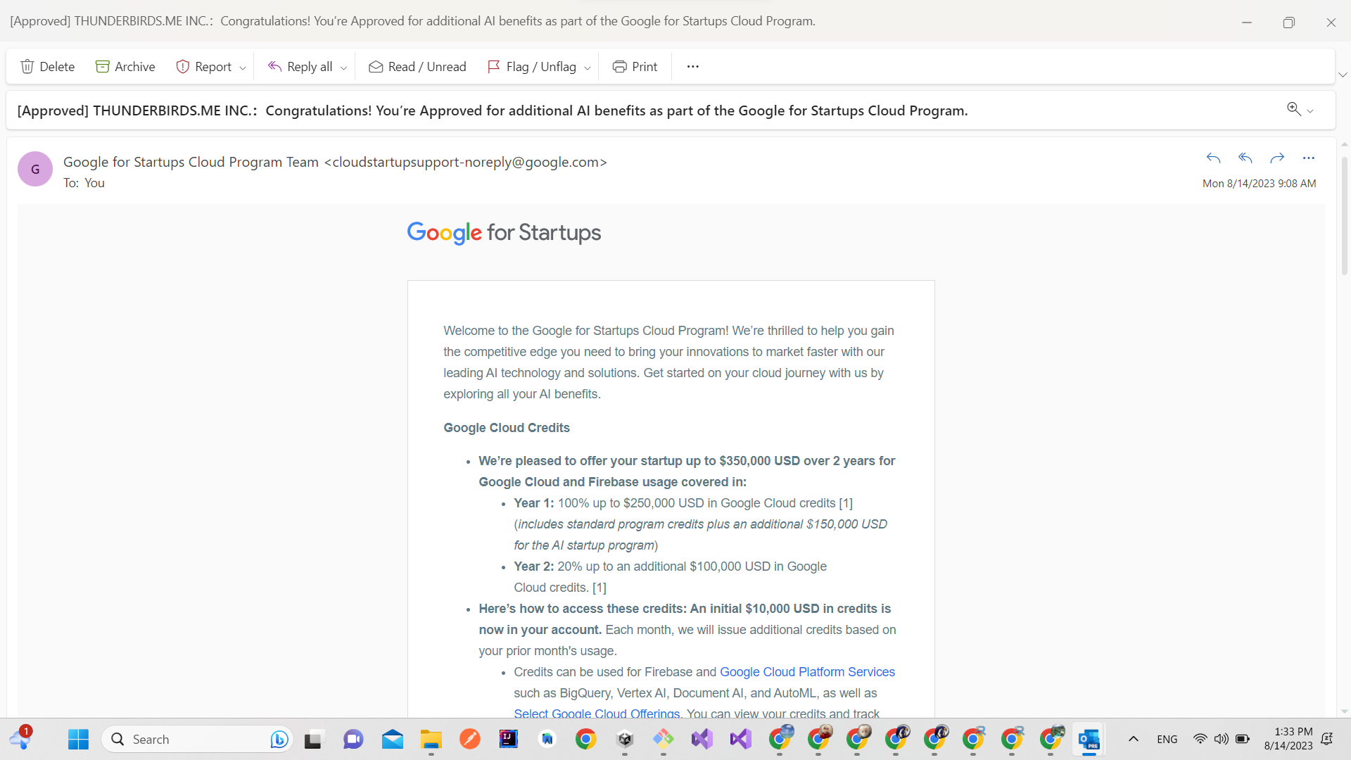 THUNDERBIRDS.ME INC. approved &amp; selected into Google Cloud Scale Tier for AI Startups