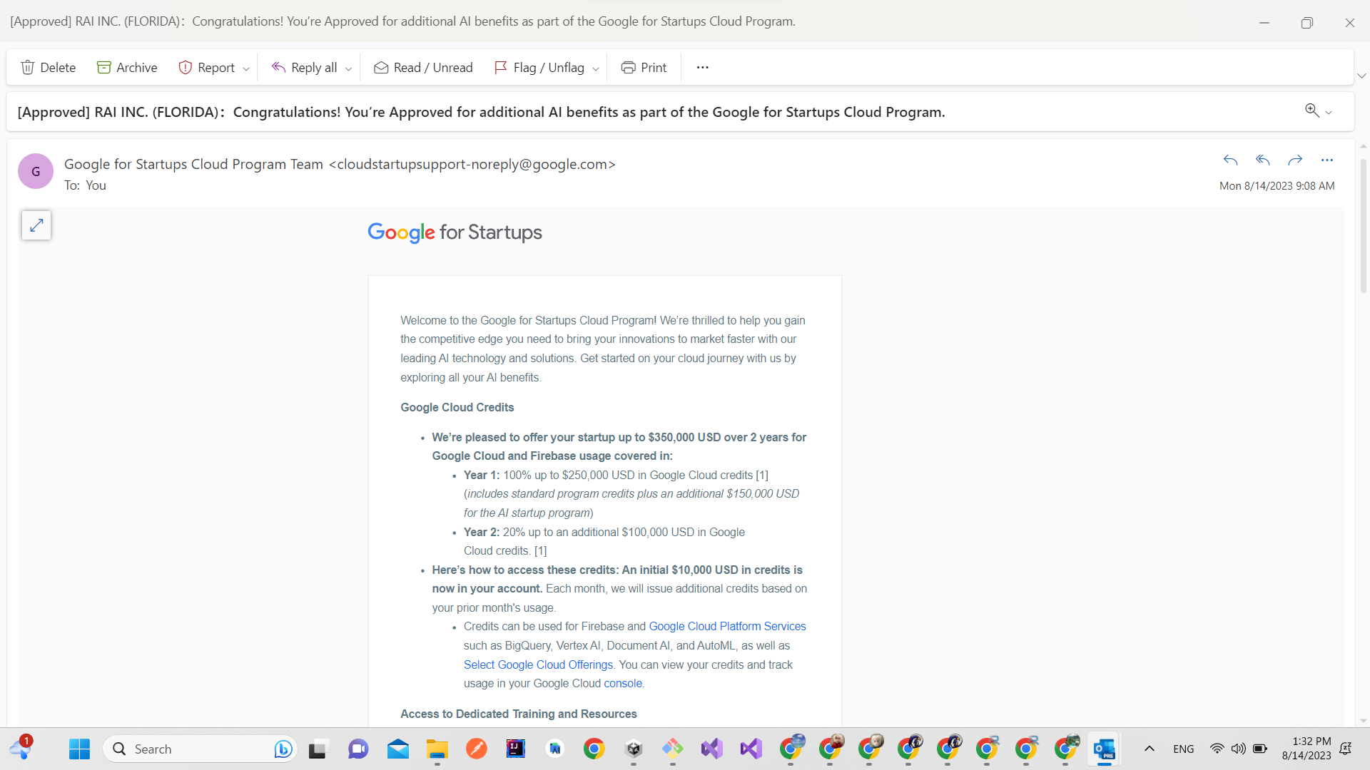 RAI INC. (FLORIDA) approved &amp; selected into Google Cloud Scale Tier for AI Startups